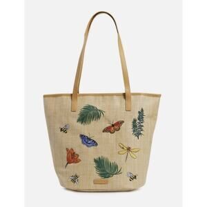 Vera Bradley Straw Bucket Tote Purse Butterfly Bumblebee Embroidered Study Bag